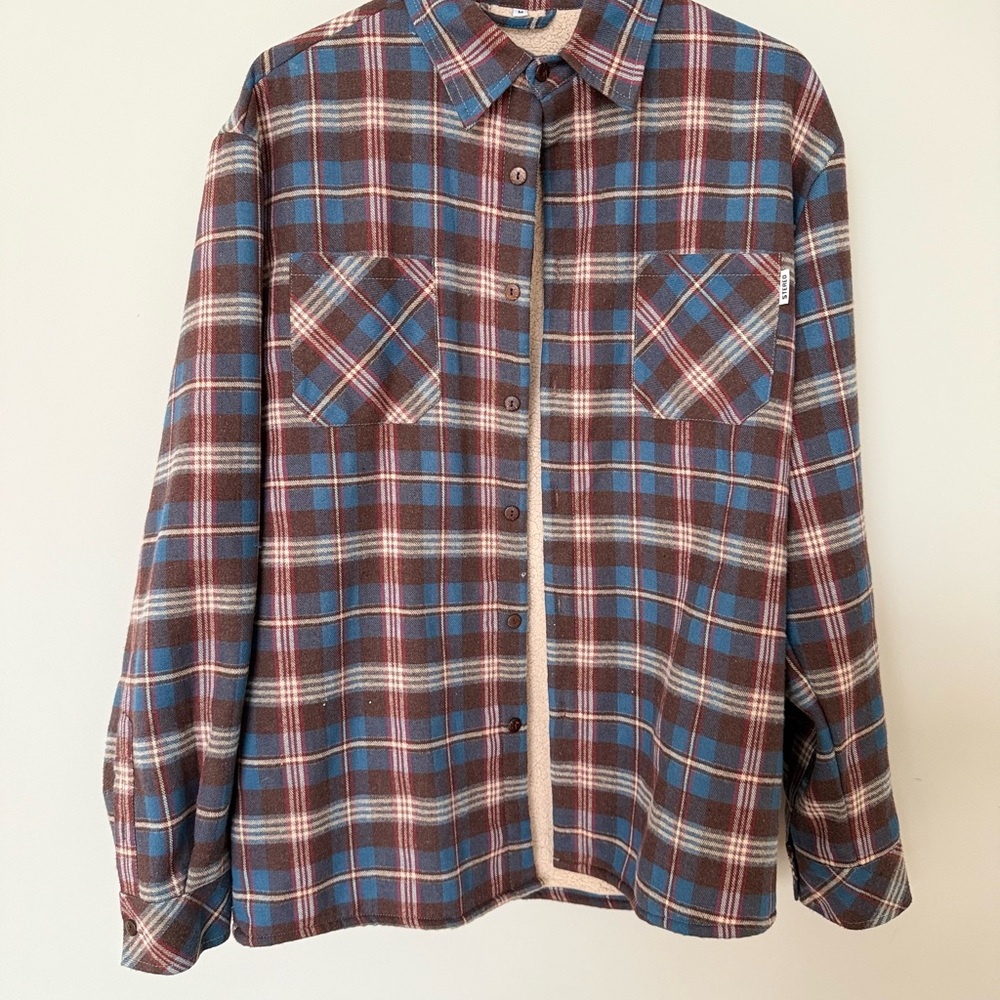Plaid Sherpa lined shirt jacket